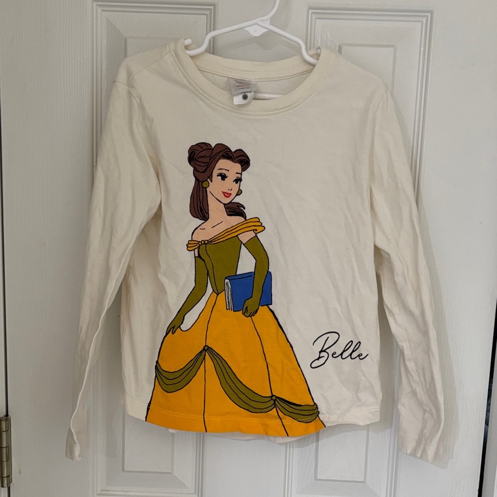 Hannah Andersson Belle Long Sleeve Tee - Cream and Yellow, Girls size 6-7